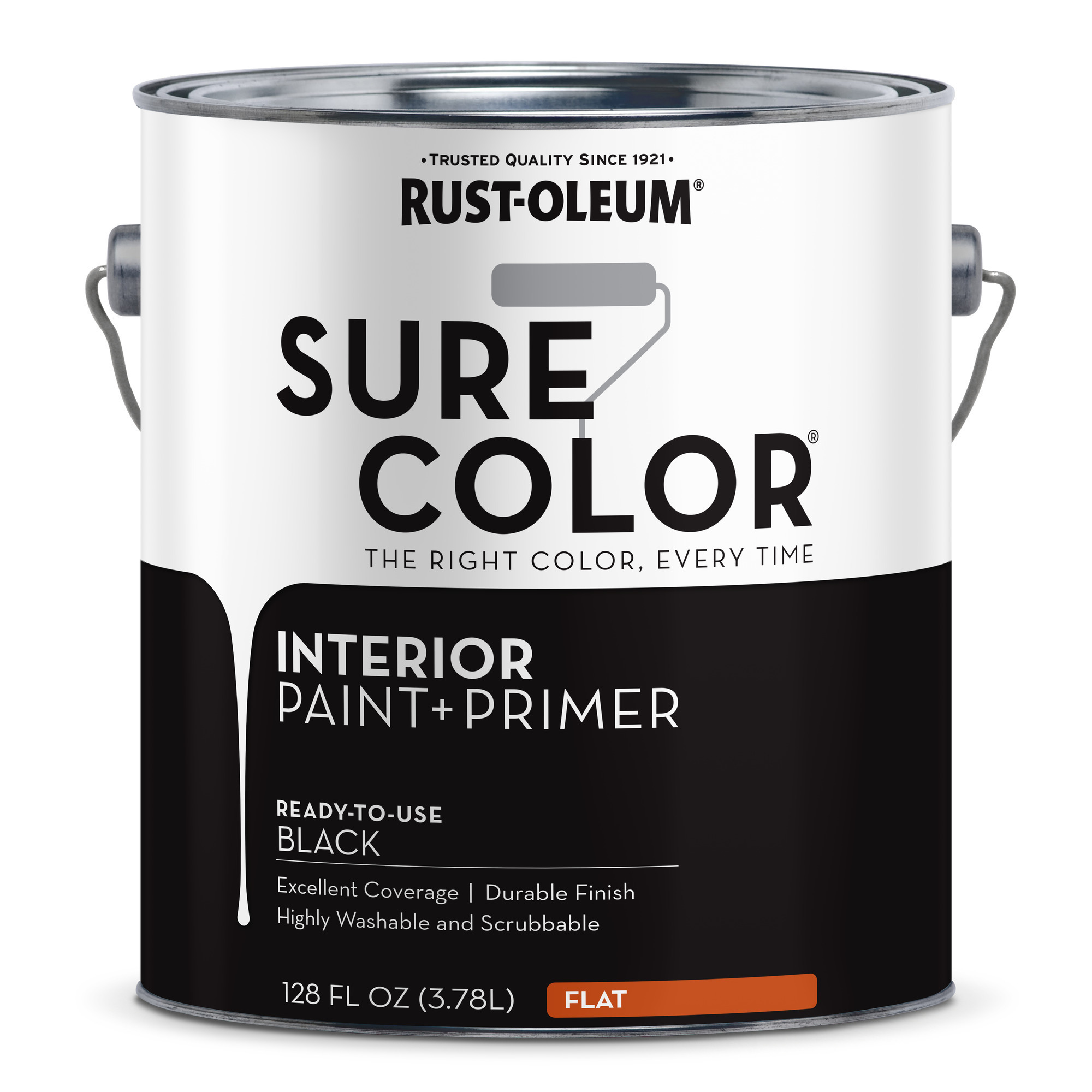 Rust-oleum, Sure Color Interior Wall Paint, Black, Flat,1G,2PK, Container Size 1 Gallon, Color Black, Application Method Nap roller or brush, Model# 380216DS
